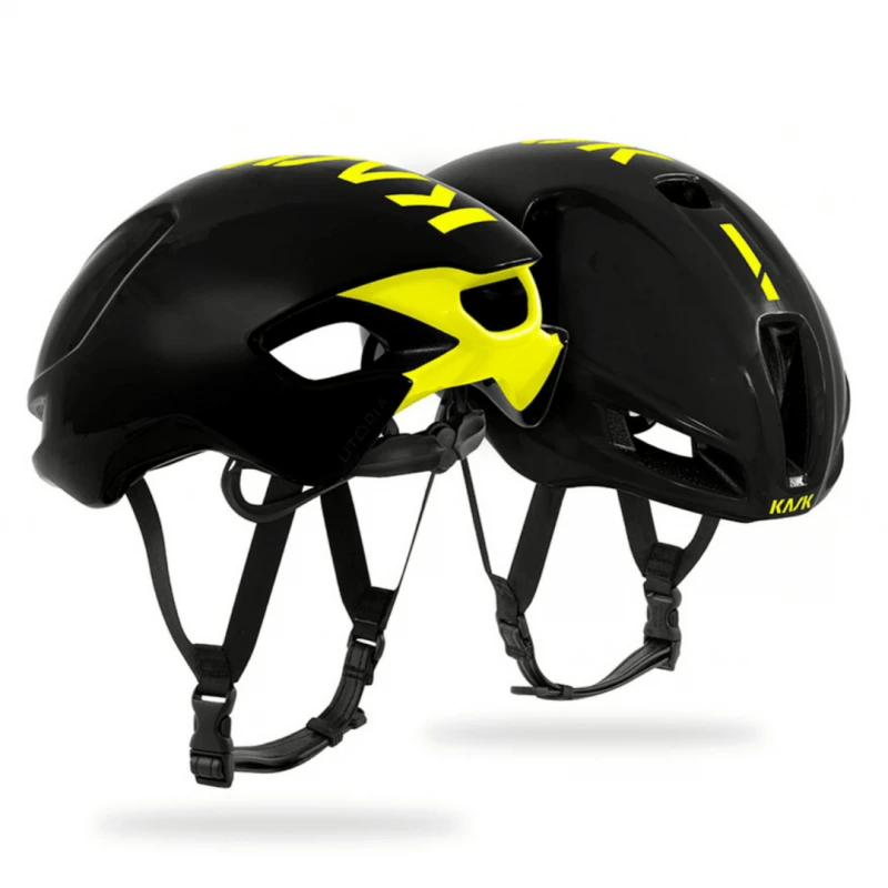 Casco Kask Utopia Negro Amarillo Fluor - Imagen 2