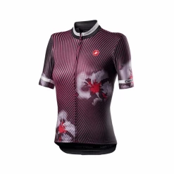Maillot Castelli Primavera Manga Corta Rojo Oscuro Negro Mujer