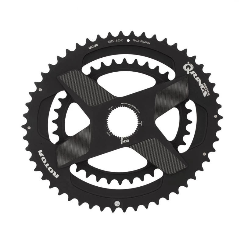 Platos Rotor Aldhu 3D+ QRings Spidering Aero Negro 52/36